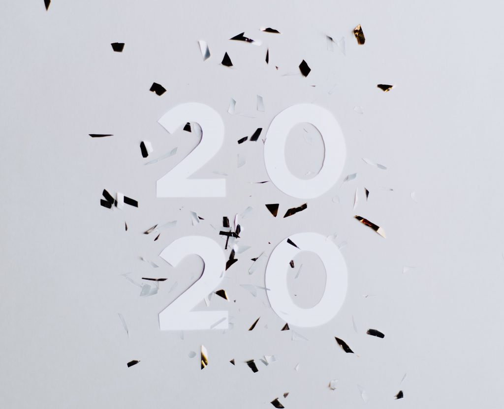 2020 numbers with confetti