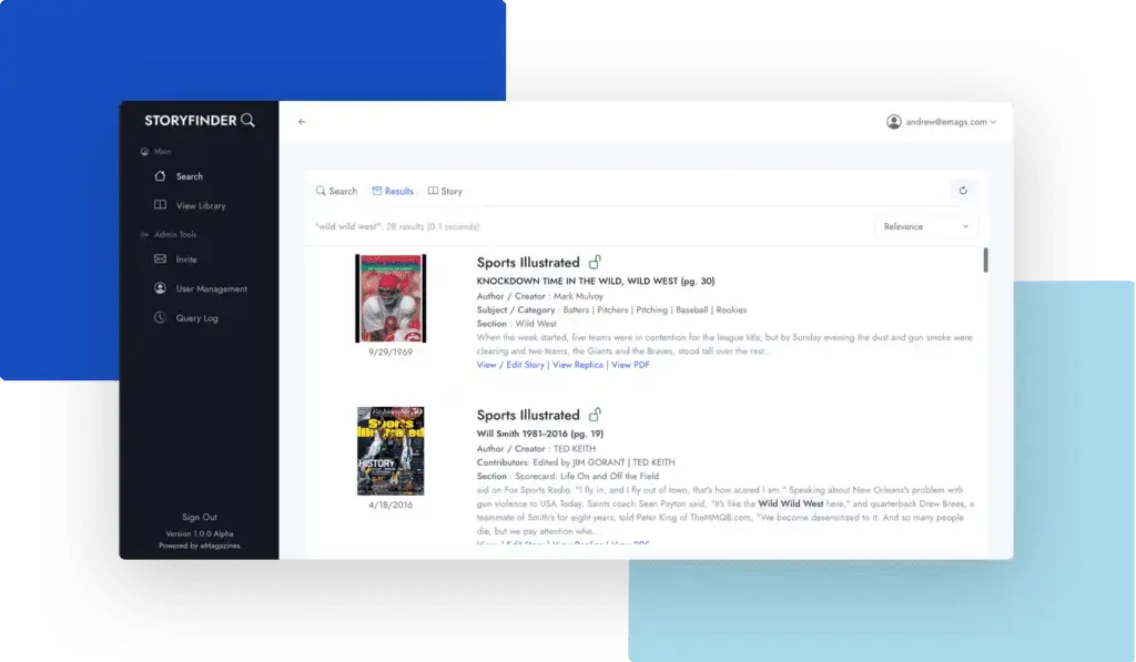 Detailed view of Sports Illustrated’s digital publishing interface, representing the toolset available for sports publishers.