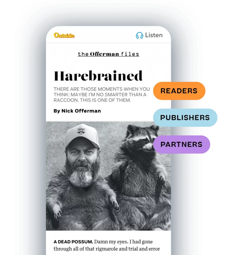 Nick Offerman alongside a raccoon, representing the optimized article "Harebrained" on our platform dedicated to readers, publishers, and partners.