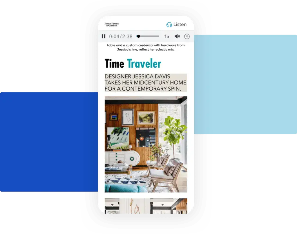 A mobile device displaying an article about contemporary interior design, part of our digital magazine content offerings.